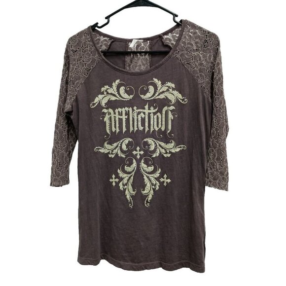 Affliction | Tops | Affliction Womens Embellished Top Small Dark Gray ...
